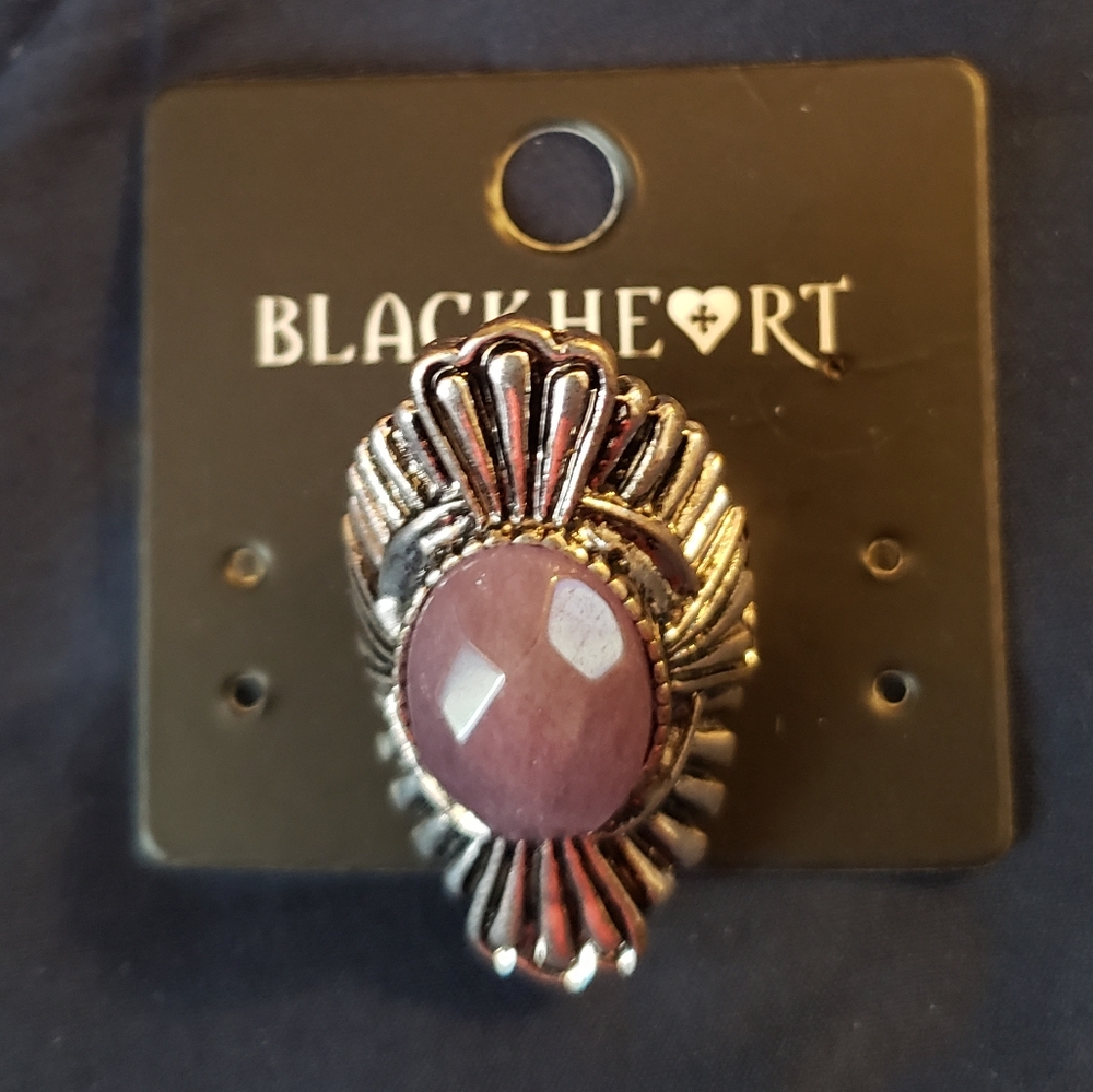 Black Heart Amethyst Ring